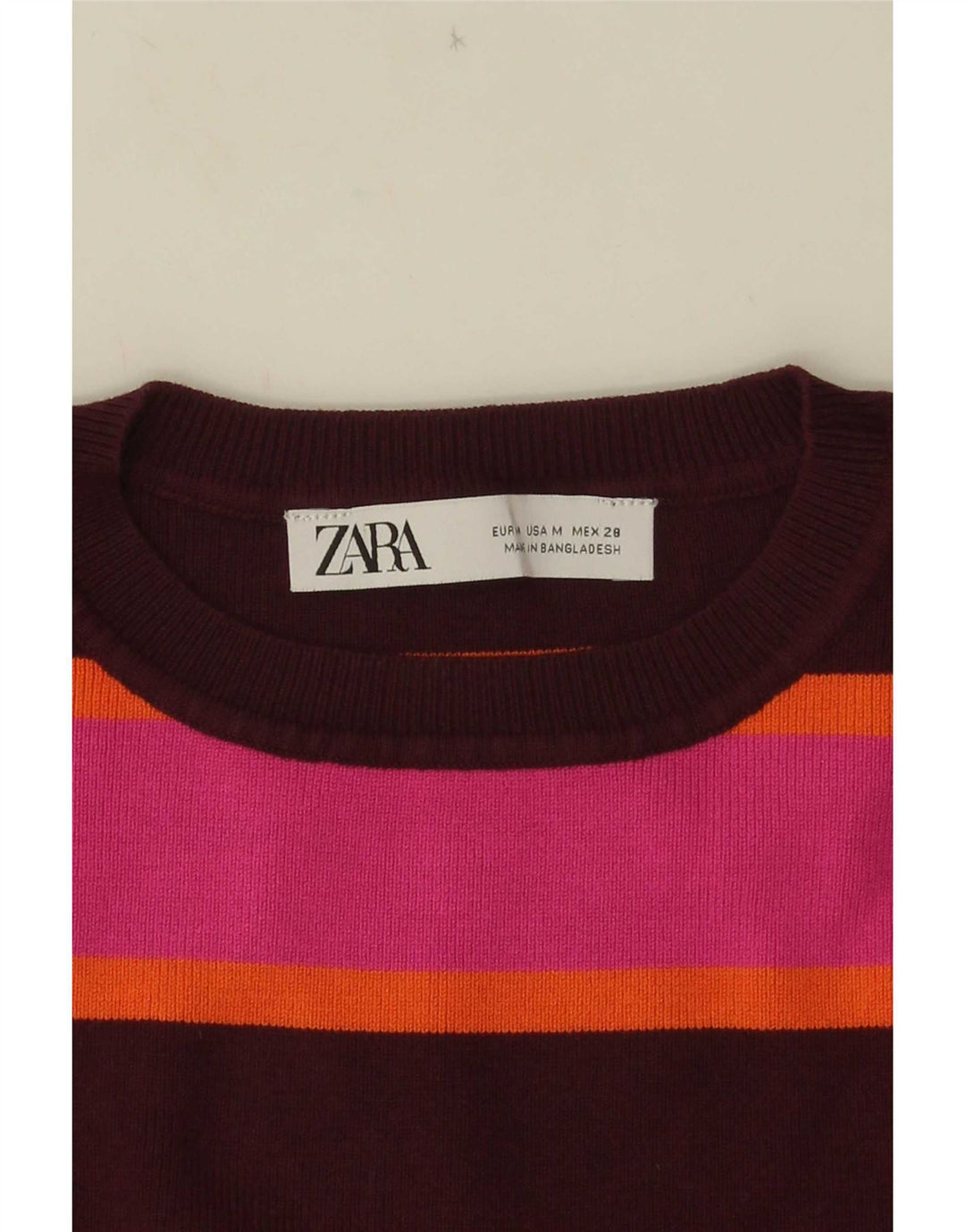 Zara Γυναικείο γιλέκο Crop UK 12 Medium Pink ριγέ