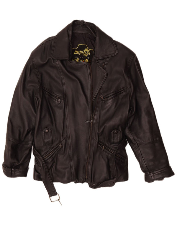 Vintage Γυναικείο Δερμάτινο Μπουφάν Biker UK 14 Medium Black Leather