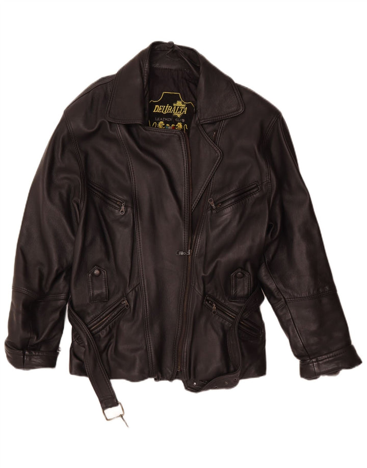 Vintage Γυναικείο Δερμάτινο Μπουφάν Biker UK 14 Medium Black Leather