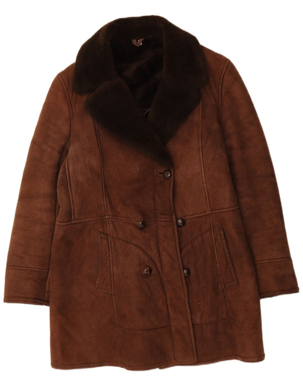 Vintage Γυναικείο Παλτό Shearling Διπλό Δέρμα IT 54 3XL Καφέ