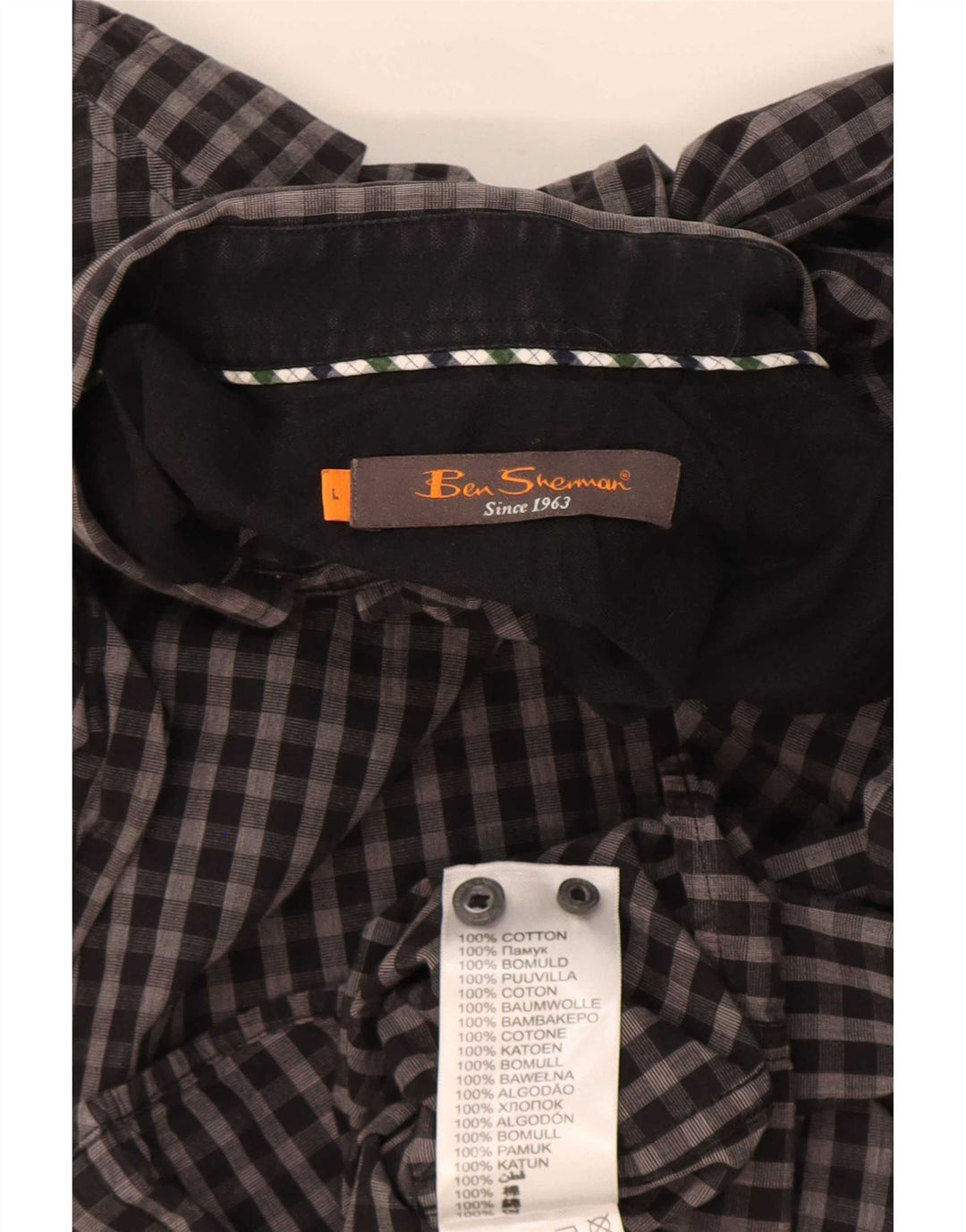 Ανδρικό πουκάμισο Ben Sherman μεγάλο γκρι βαμβακερό Gingham