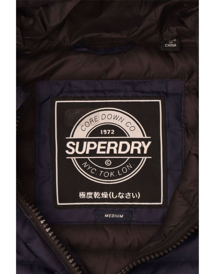Superdry γυναικείο μπουφάν με κουκούλα UK 14 Medium Navy Blue Polyester