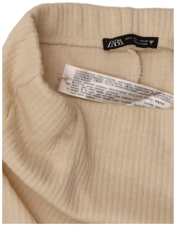 Zara Γυναικεία Ψηλόμεση Midi Φούστα Small W26 Off White Polyester