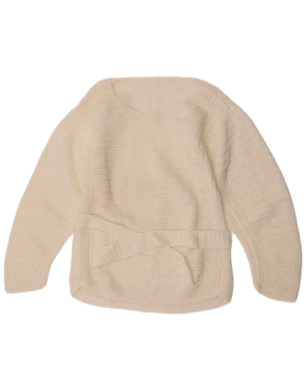 Vintage γυναικείο πουλόβερ με λαιμόκοψη UK 8 Small White