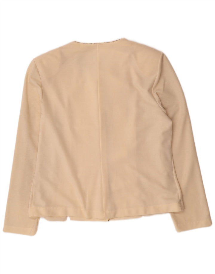 Vintage γυναικείο σακάκι με 5 κουμπιά UK 16 Large Off White Polyester