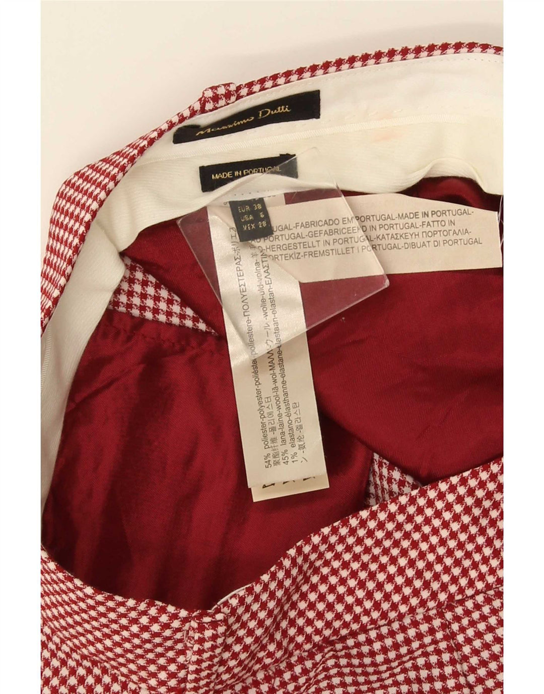 Massimo Dutti Γυναικείο παντελόνι Chino EU 38 Small W28 L28 Red Houndstooth