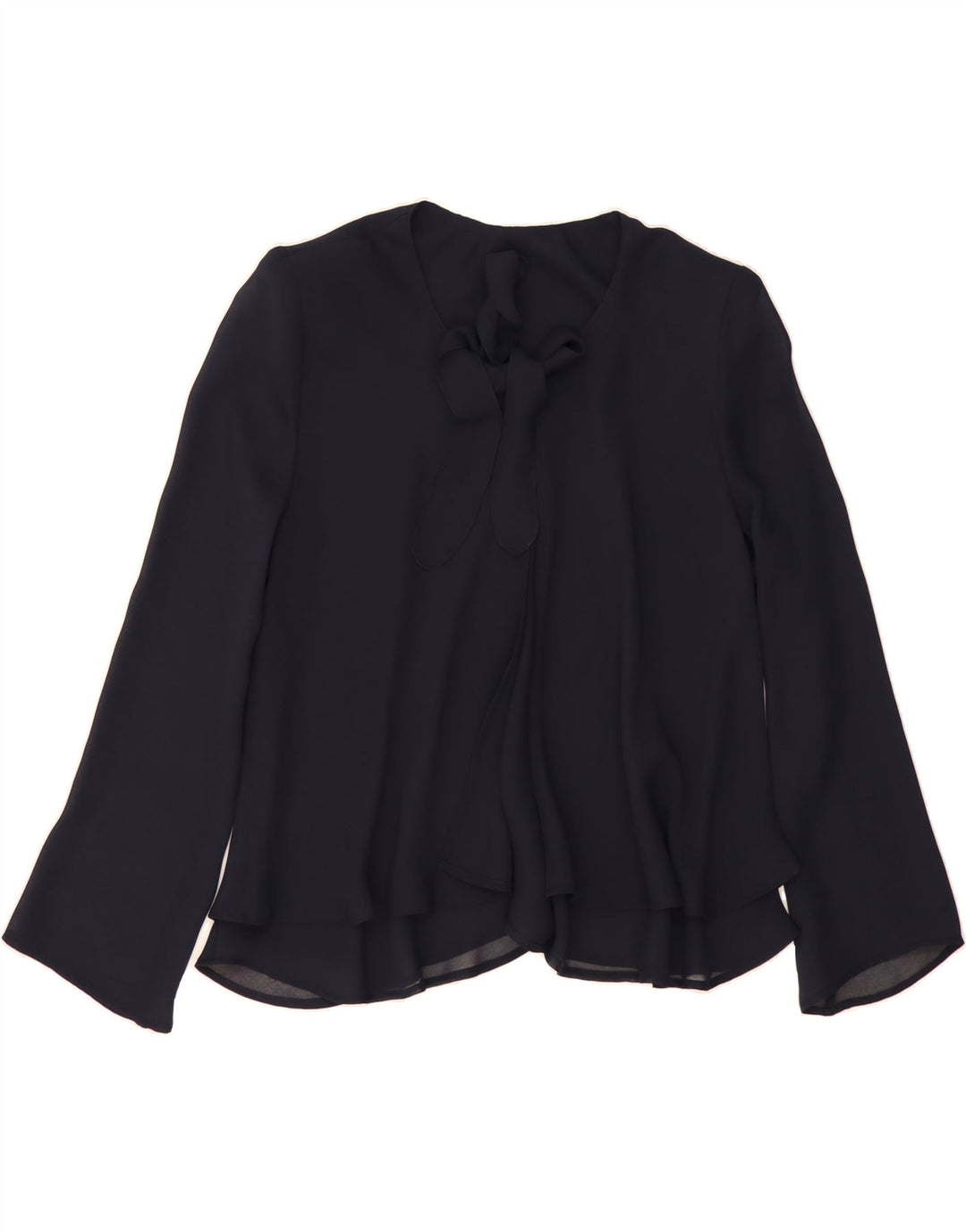 VINTAGE Womens Front Tie Blouse Top UK 20 2XL Navy Blue Polyester Vintage Vintage and Second-Hand Vintage from Messina Hembry 