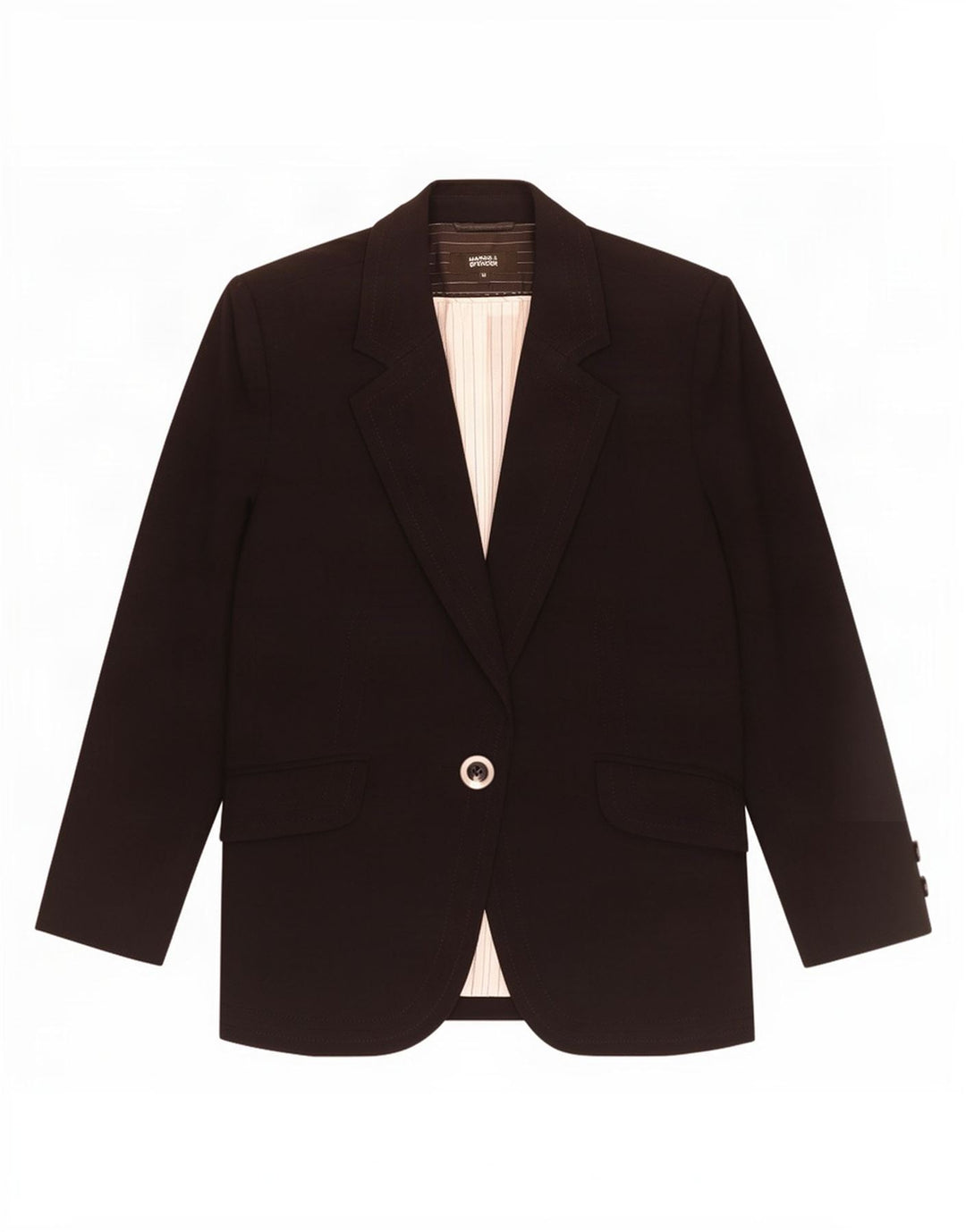 Marks & Spencer Γυναικείο Μπουφάν Blazer 12 Κουμπιού UK 12 Μεσαίου Μαύρου Πολυεστέρα