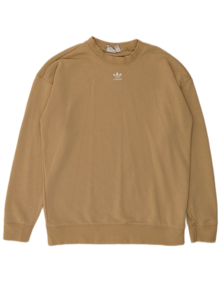 ADIDAS Γυναικείο φούτερ υπερμεγέθη Jumper UK 8 Μικρό μπεζ βαμβακερό