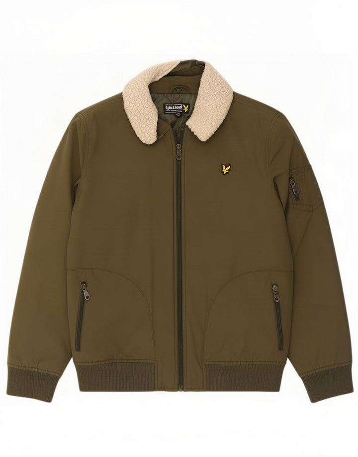 Lyle & Scott Boys Bomber Jacket 14-15 Years Green Cotton