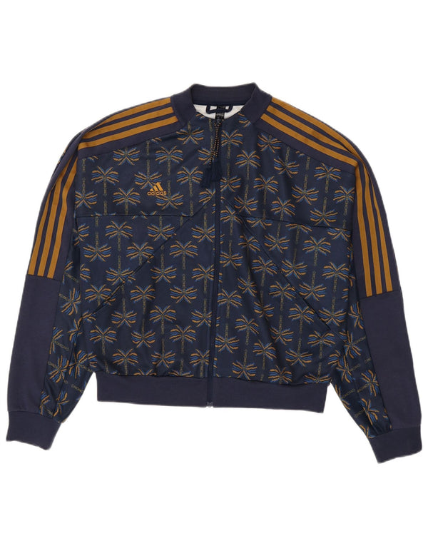 Γυναικεία αθλητική φόρμα ADIDAS Top Jacket UK 8/10 Small Navy Blue Floral