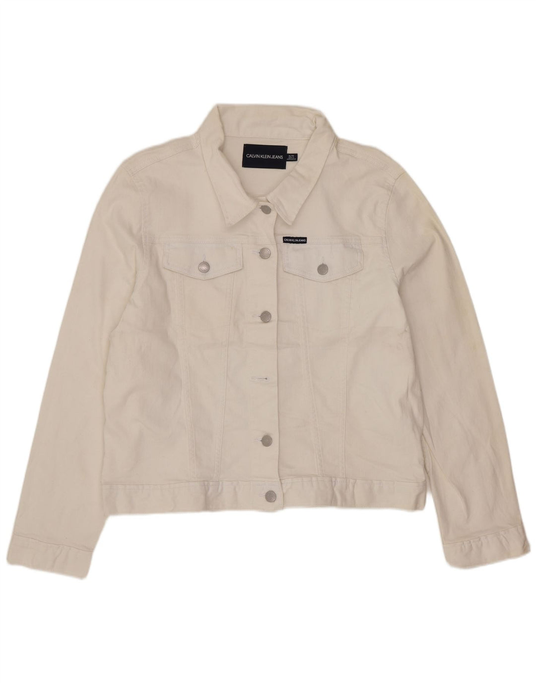 Calvin Klein Jeans Γυναικείο Τζιν Μπουφάν UK 18 XL Λευκό βαμβακερό