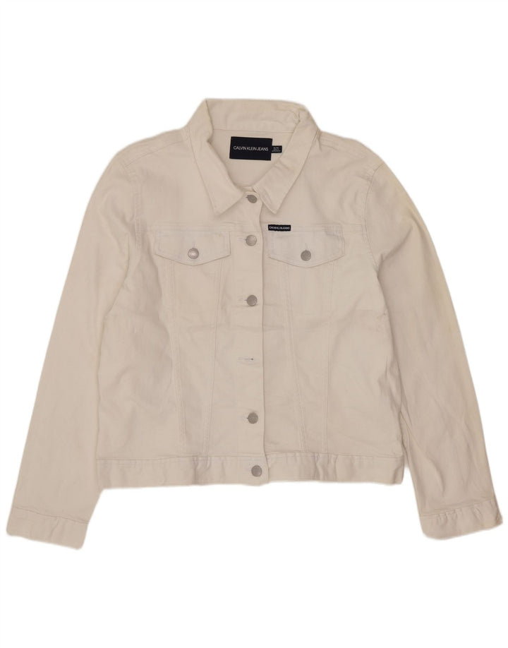 Calvin Klein Jeans Γυναικείο Τζιν Μπουφάν UK 18 XL Λευκό βαμβακερό