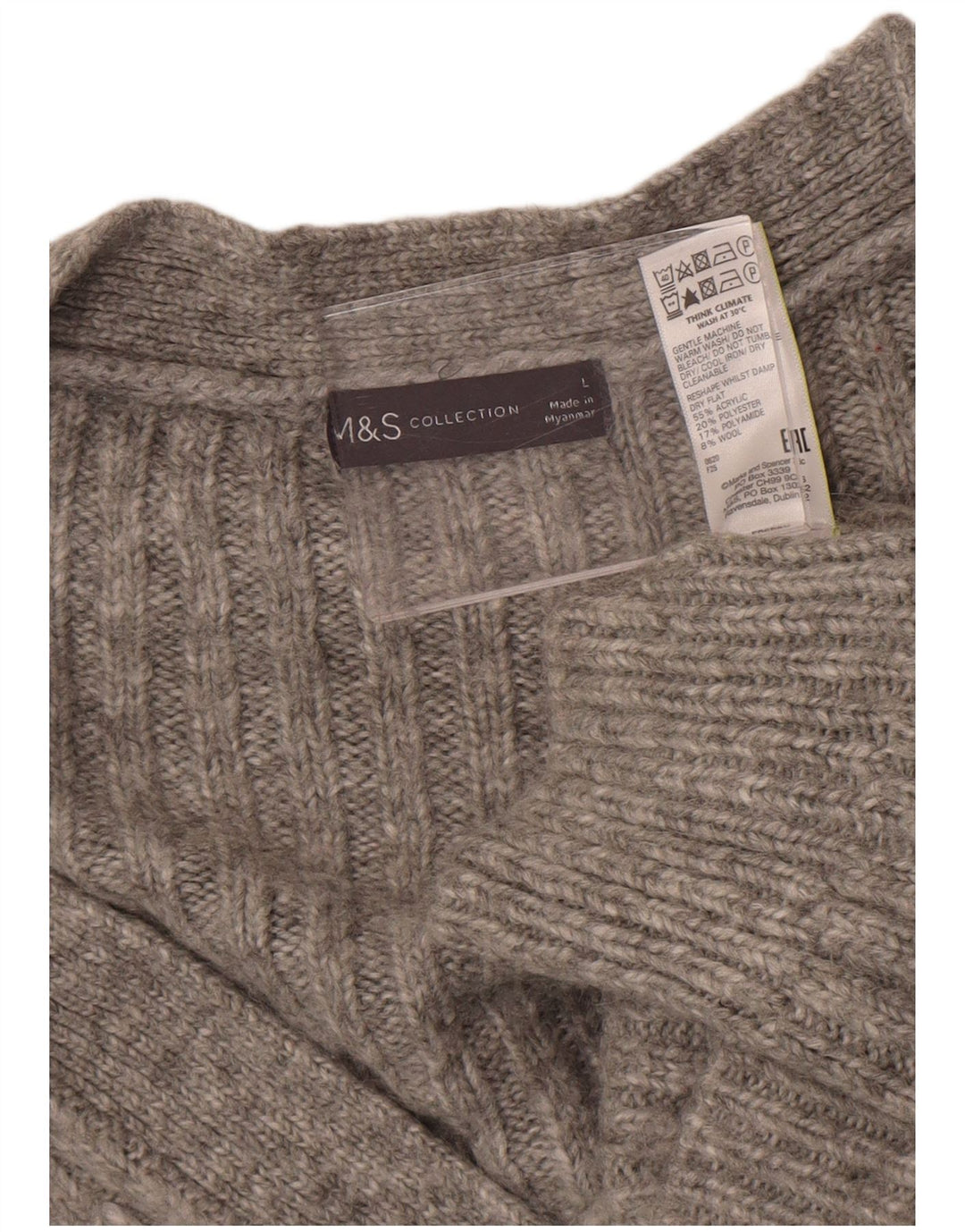 Marks & Spencer Γυναικείο Crop Oversized Ζακέτα πουλόβερ UK 16 Large Grey