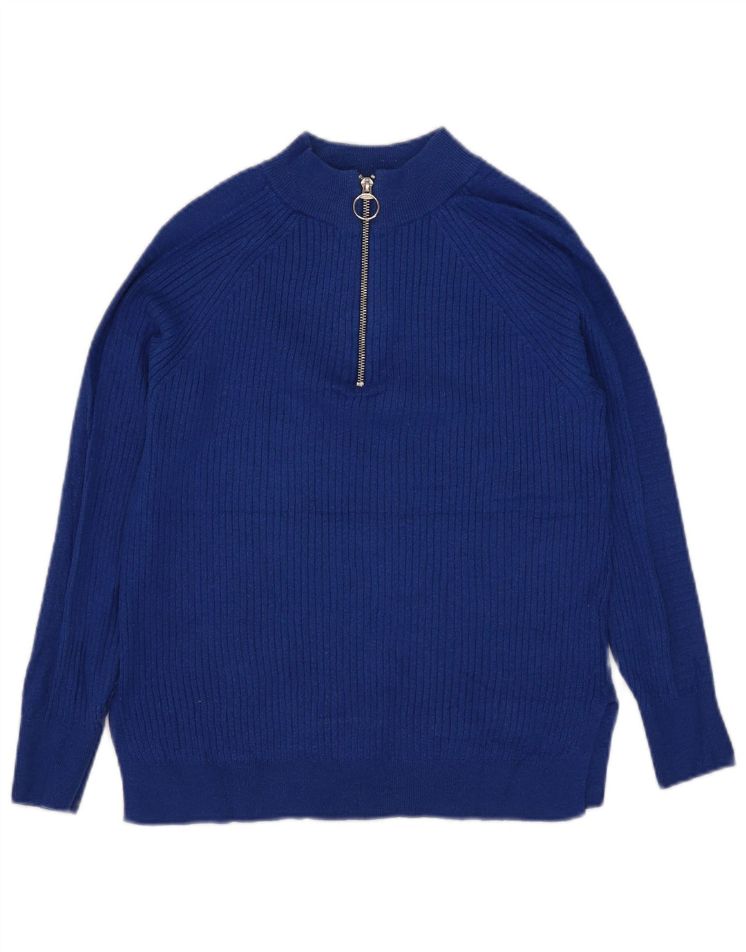 Marks & Spencer Γυναικείο πουλόβερ με φερμουάρ UK 10 Small Blue Viscose
