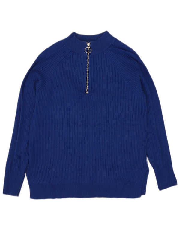 Marks & Spencer Γυναικείο πουλόβερ με φερμουάρ UK 10 Small Blue Viscose