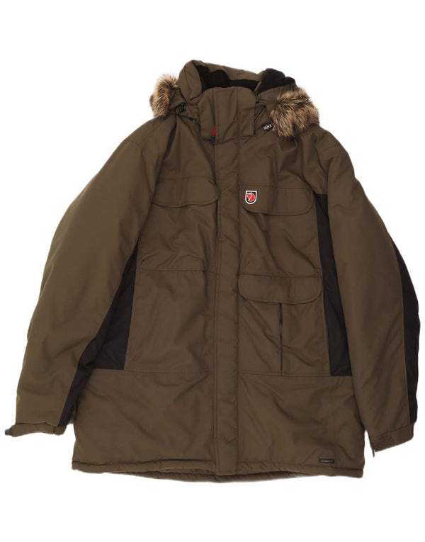 Fjall Raven Ανδρικό μπουφάν Parka με κουκούλα UK 44 2XL Khaki Colorblock Polyamide