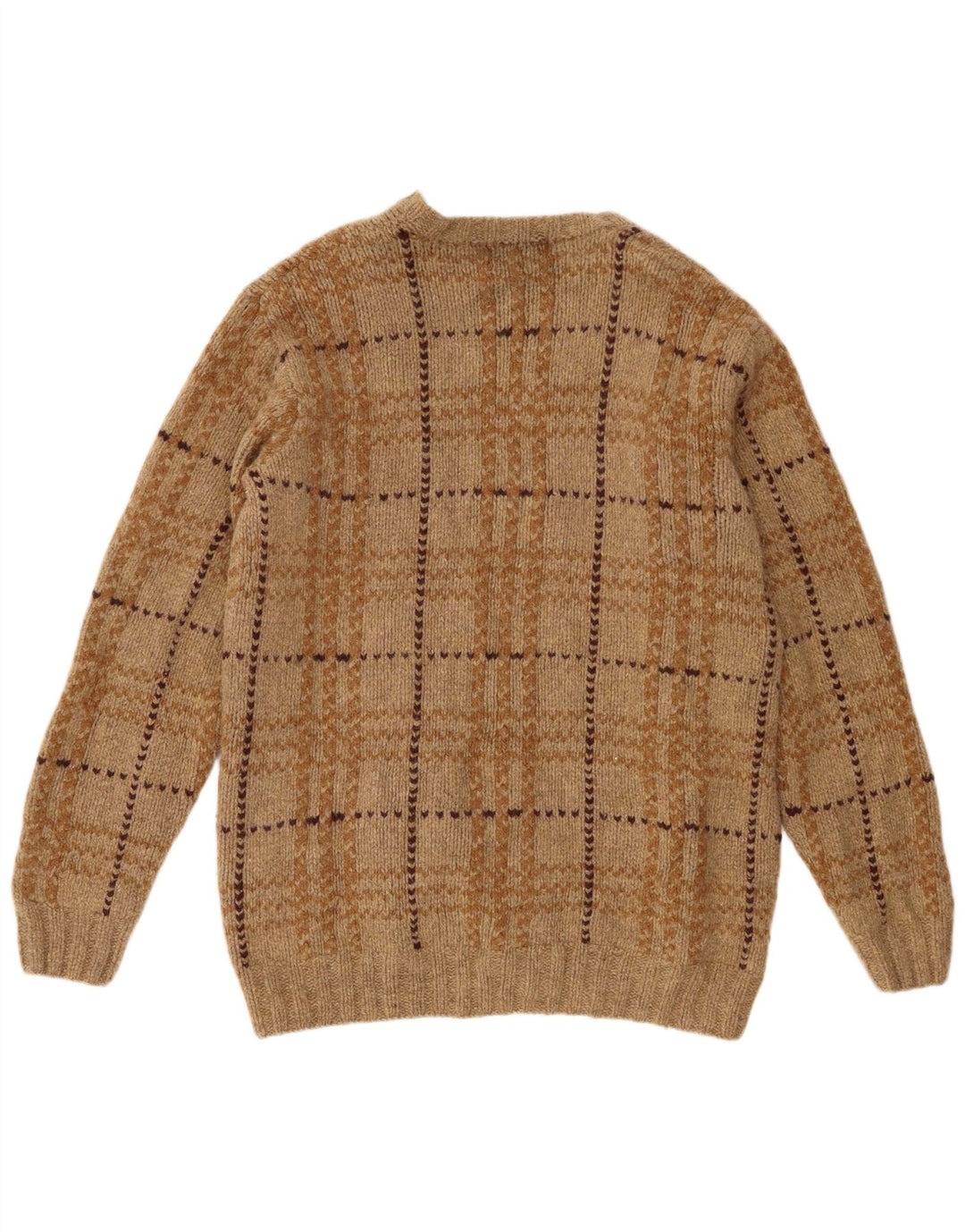 Eddie Bauer Ανδρικό πουλόβερ με λαιμόκοψη XL Brown Check Lambswool