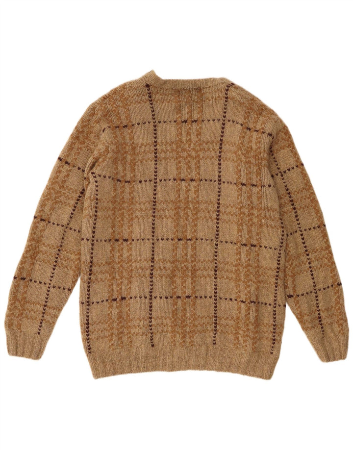 Eddie Bauer Ανδρικό πουλόβερ με λαιμόκοψη XL Brown Check Lambswool