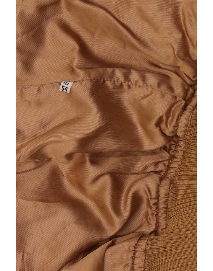 Vintage Ανδρικό Suede Bomber Jacket IT 54 2XL Καφέ Ρετρό