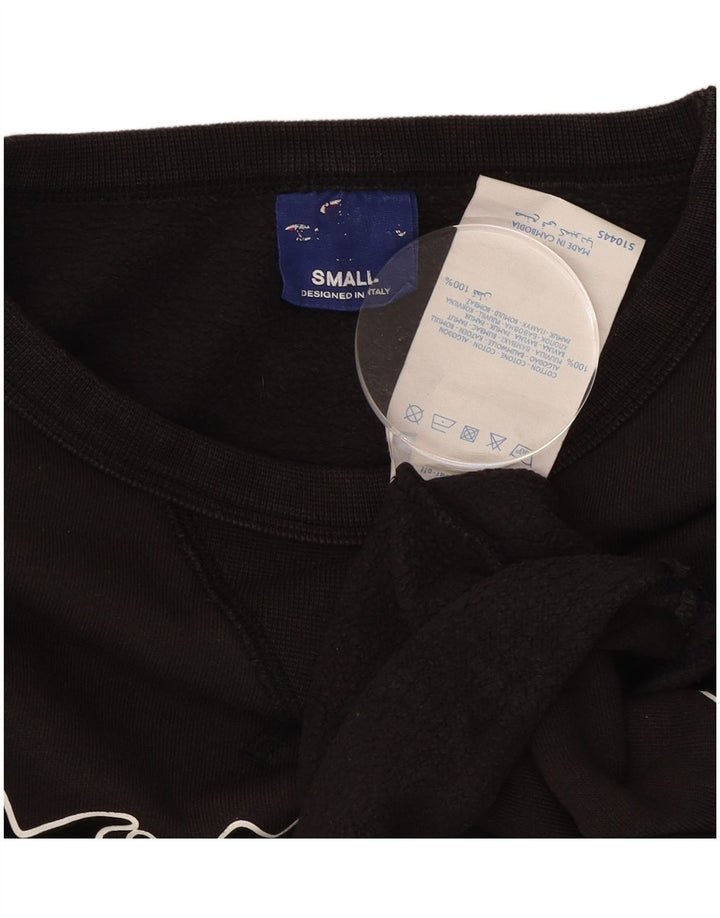 Champion Womens Crop Graphic Oversized Φούτερ Jumper UK 10 Small Black