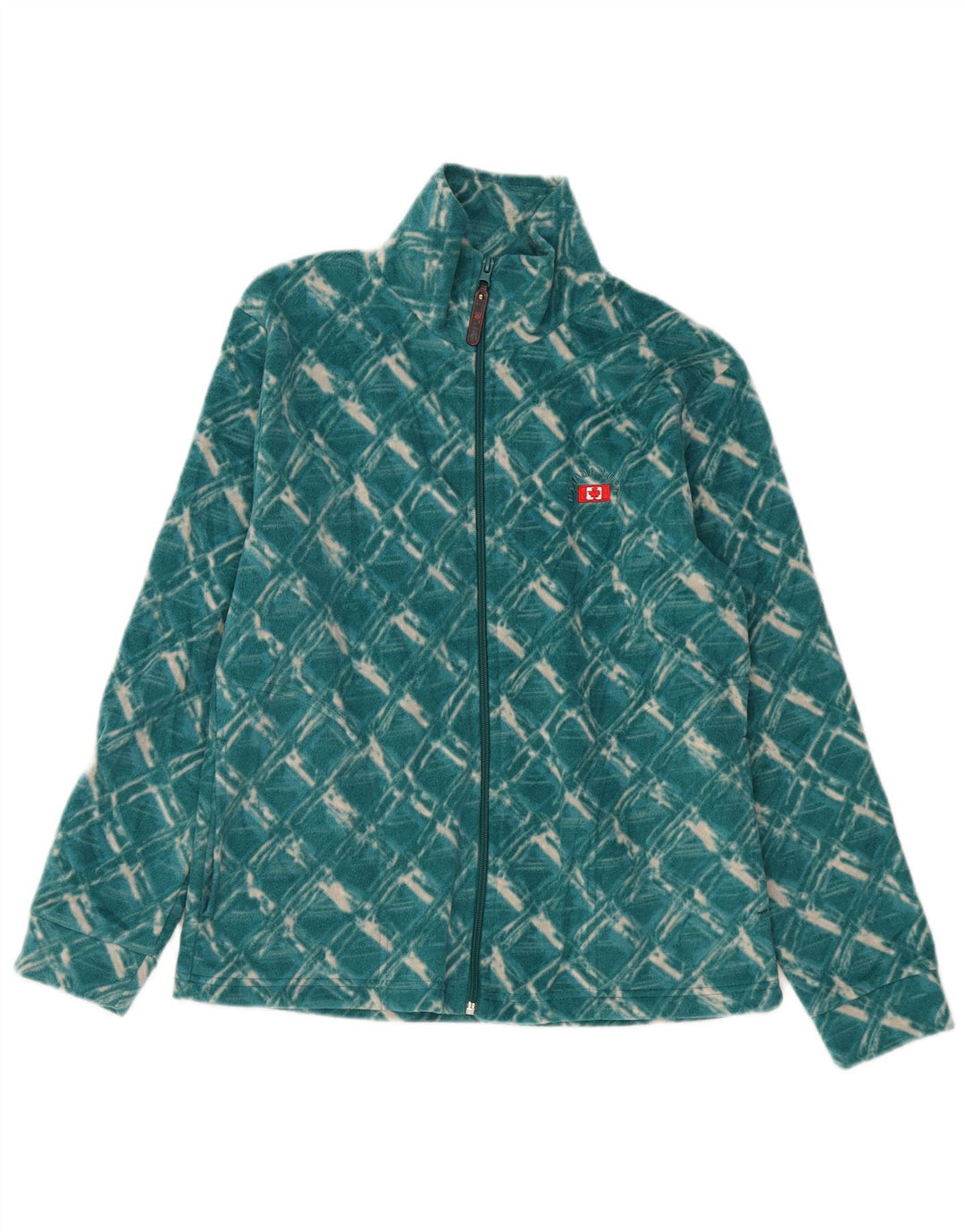 CANADA LOGAN Γυναικείο Fleece Jacket UK 14 Medium Green Check Polyester