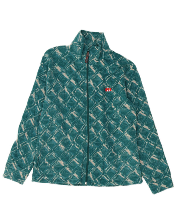 CANADA LOGAN Womens Fleece Jacket UK 14 Medium Green Check Polyester