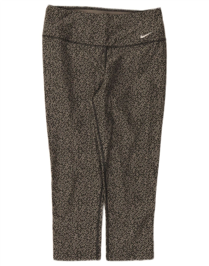 Γυναικεία Nike Dri Fit Abstract μοτίβο κολάν Capri UK 10 Small Grey