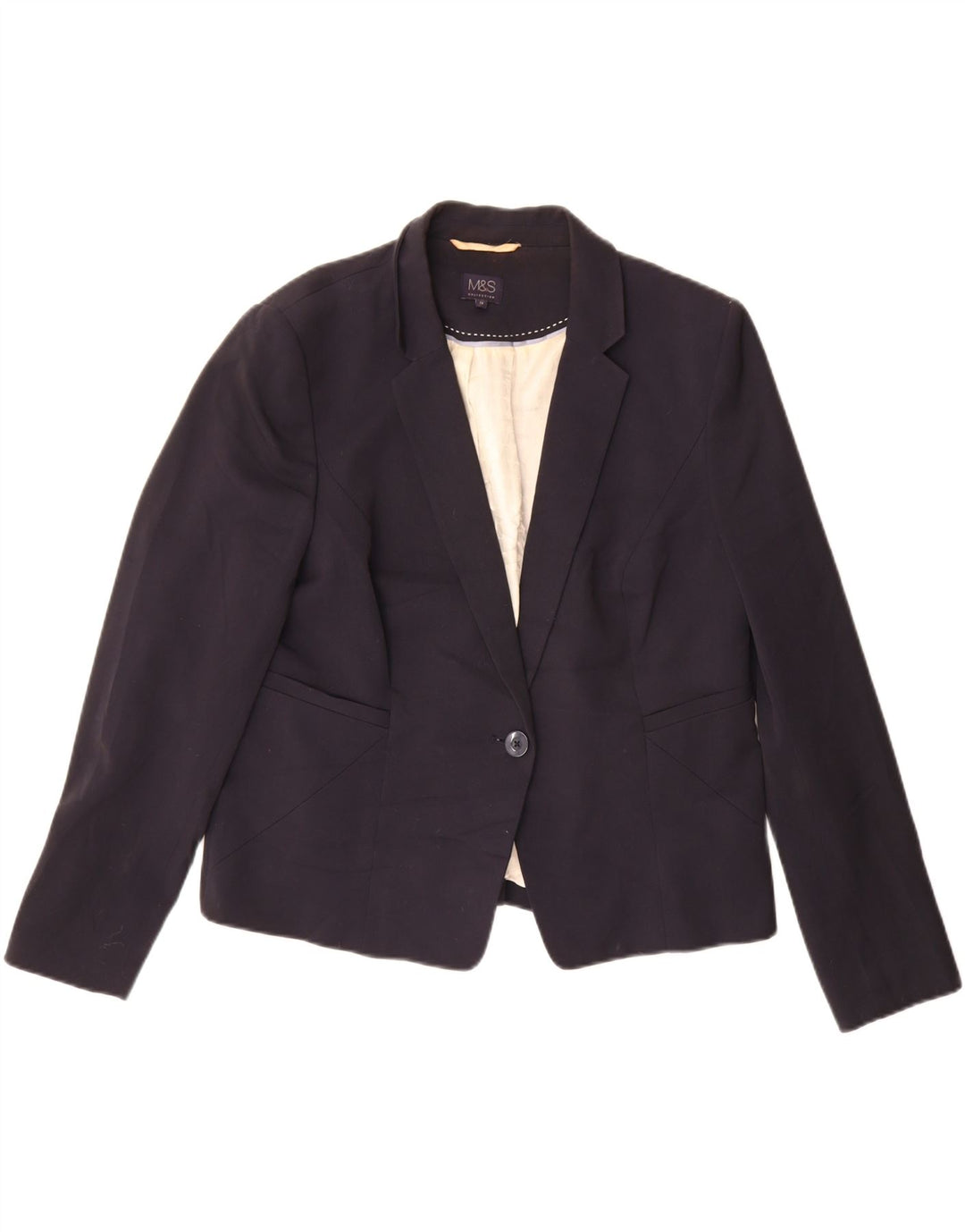 Marks & Spencer Γυναικείο μπουφάν σακάκι με 1 κουμπί UK 18 XL Navy Blue Polyester