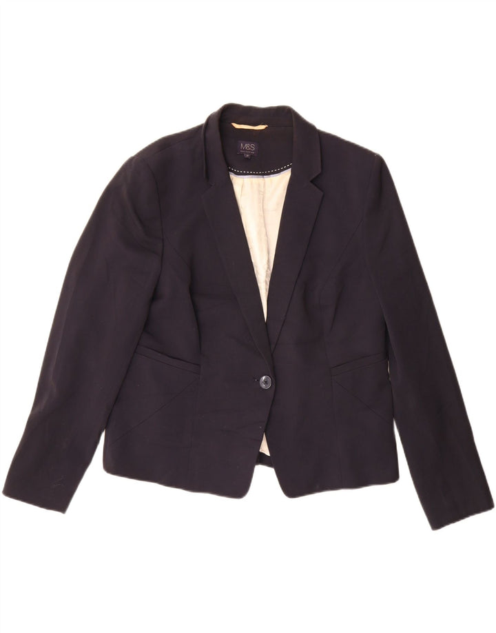 Marks & Spencer Γυναικείο μπουφάν σακάκι με 1 κουμπί UK 18 XL Navy Blue Polyester