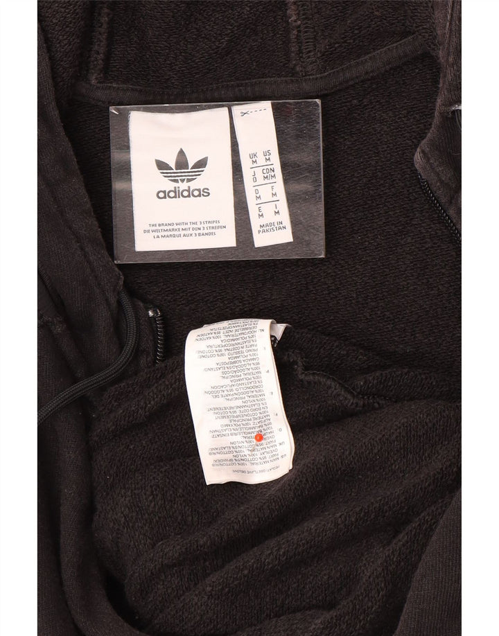 Ανδρικό πουλόβερ με κουκούλα με φερμουάρ Adidas, μεσαίο μαύρο βαμβακερό