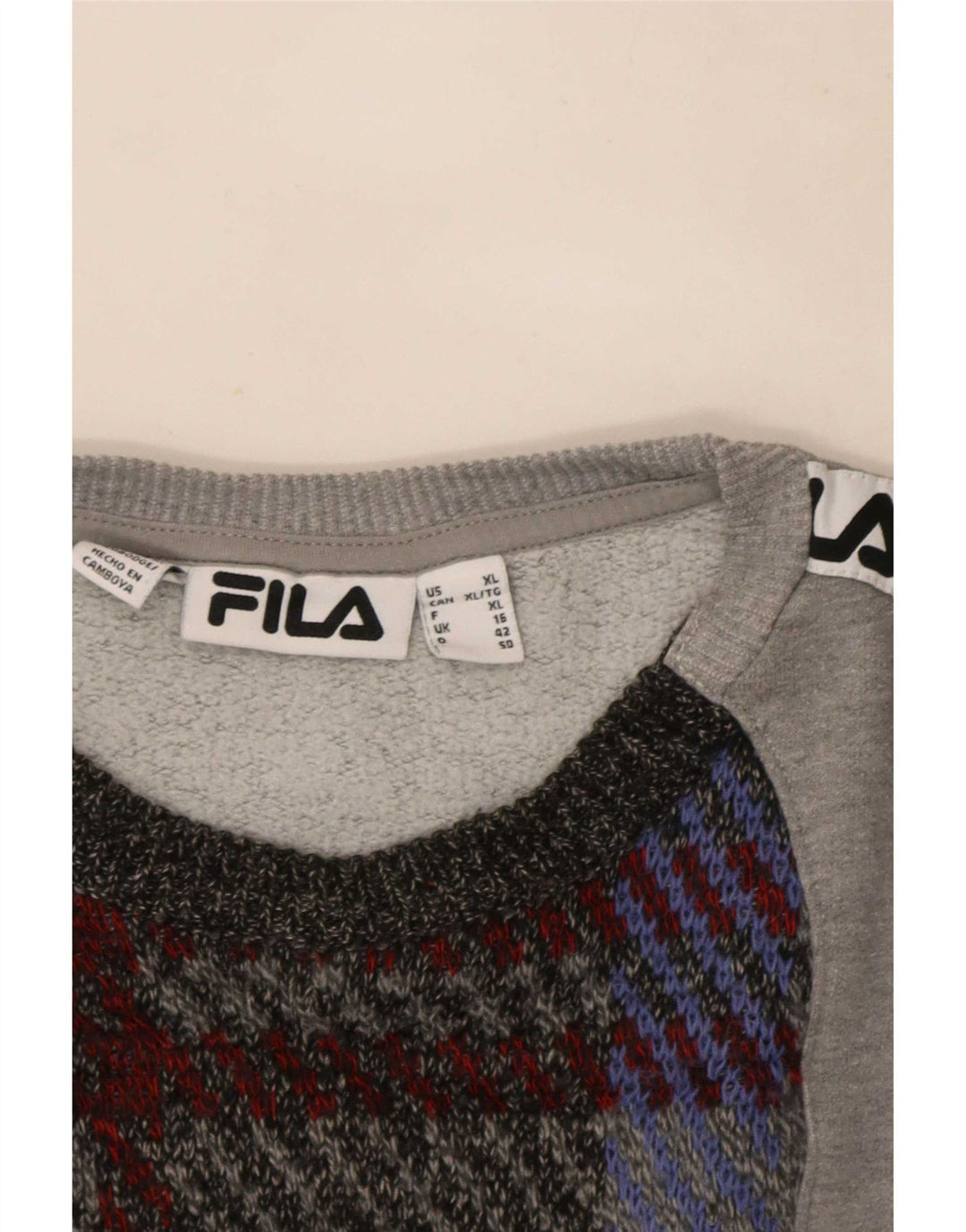 Γυναικείο γραφικό φούτερ Fila Jumper UK 16 Large Grey Colourblock