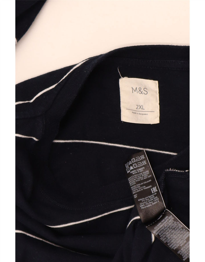 MARKS & SPENCER Ανδρικό μπλουζάκι μακρυμάνικο 2XL Navy blue ριγέ βαμβακερό