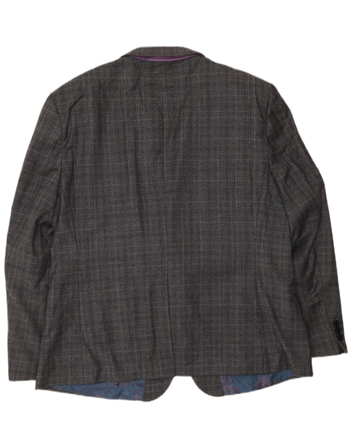 Ted Baker Ανδρικό μπουφάν σακάκι με 2 κουμπιά UK 46 3XL Grey Check Wool