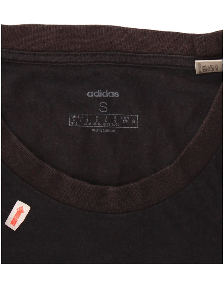 Γυναικείο γραφικό μπλουζάκι ADIDAS Top UK 8/10 Μικρό μαύρο βαμβακερό