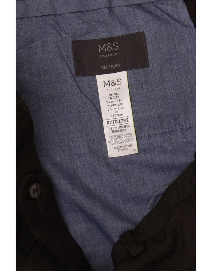 Marks & Spencer Ανδρικό παντελόνι κανονικό κοστούμι W38 L29 καφέ πολυεστέρας