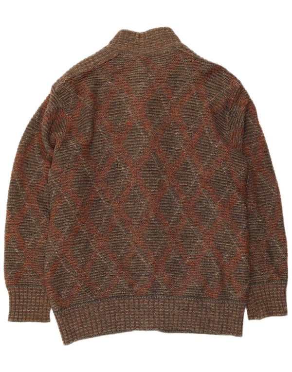 Ανδρικό πουλόβερ με ζακέτα Dama Small Brown Check
