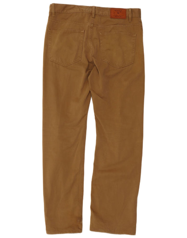 Gant Mens Jason Regular Fit Casual Trousers W34 L34 Beige Cotton