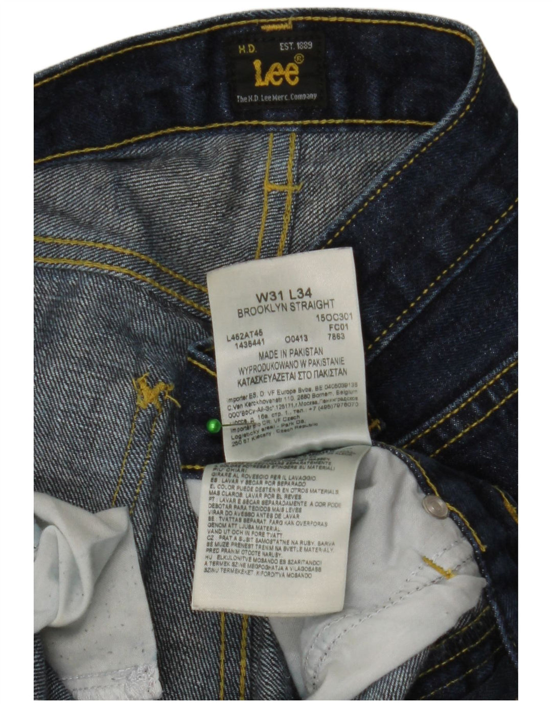 Lee Mens Brooklyn Straight Jeans W31 L34 Blue Cotton