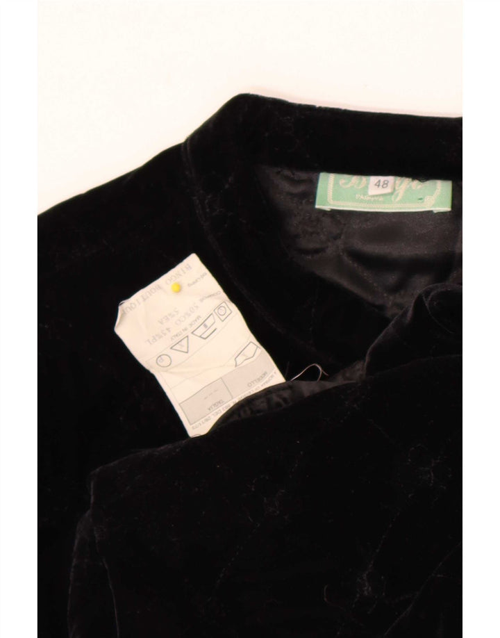 Vintage Γυναικείο Open Blazer Jacket IT 48 XL Μαύρο βαμβακερό