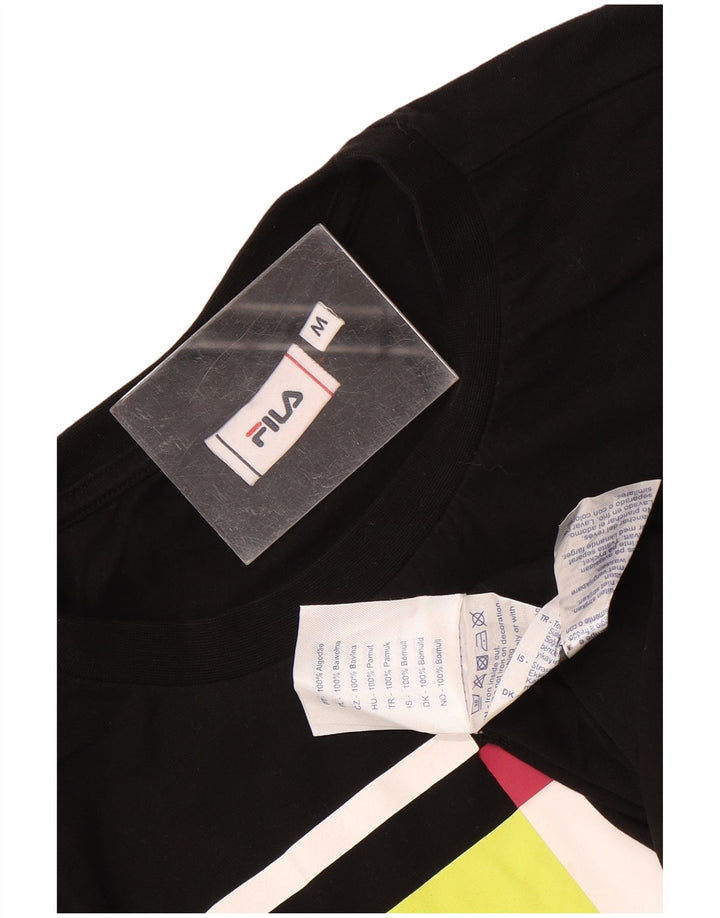 Ανδρικό γραφικό T-Shirt Fila Top Μεσαίο μαύρο βαμβακερό