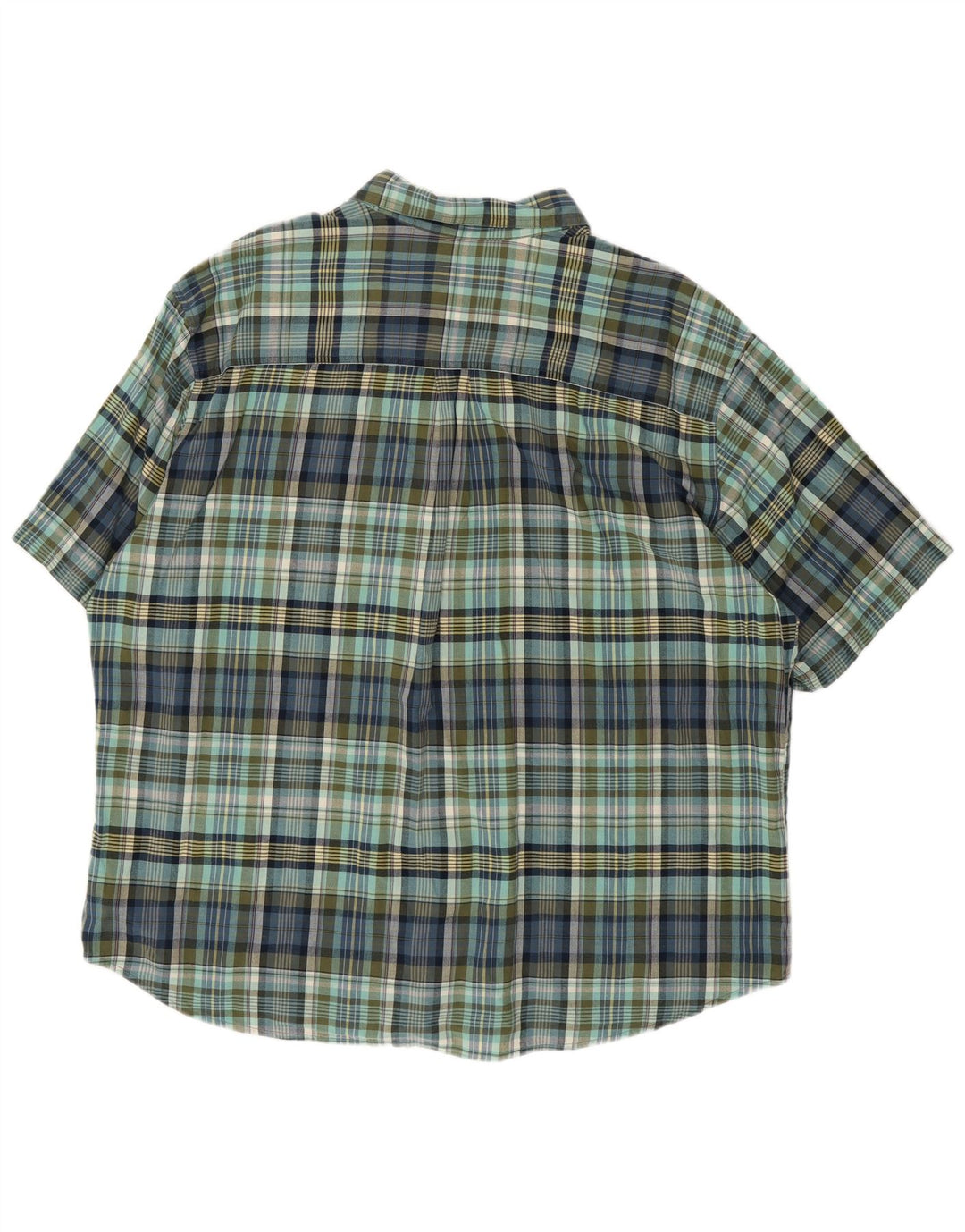 WOOLRICH Mens Short Sleeve Shirt 2XL Green Check Cotton