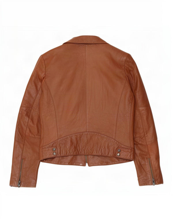 Sasch Womens Leather Biker Jacket UK 14 Large Brown