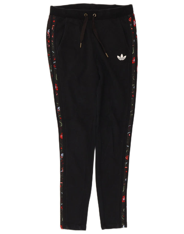 Adidas Γυναικεία φόρμα παντελόνι UK 8 Small Black Floral Βαμβακερό