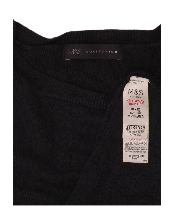 Marks & Spencer Γυναικείο πουλόβερ με λαιμόκοψη UK 12 Medium Navy Blue