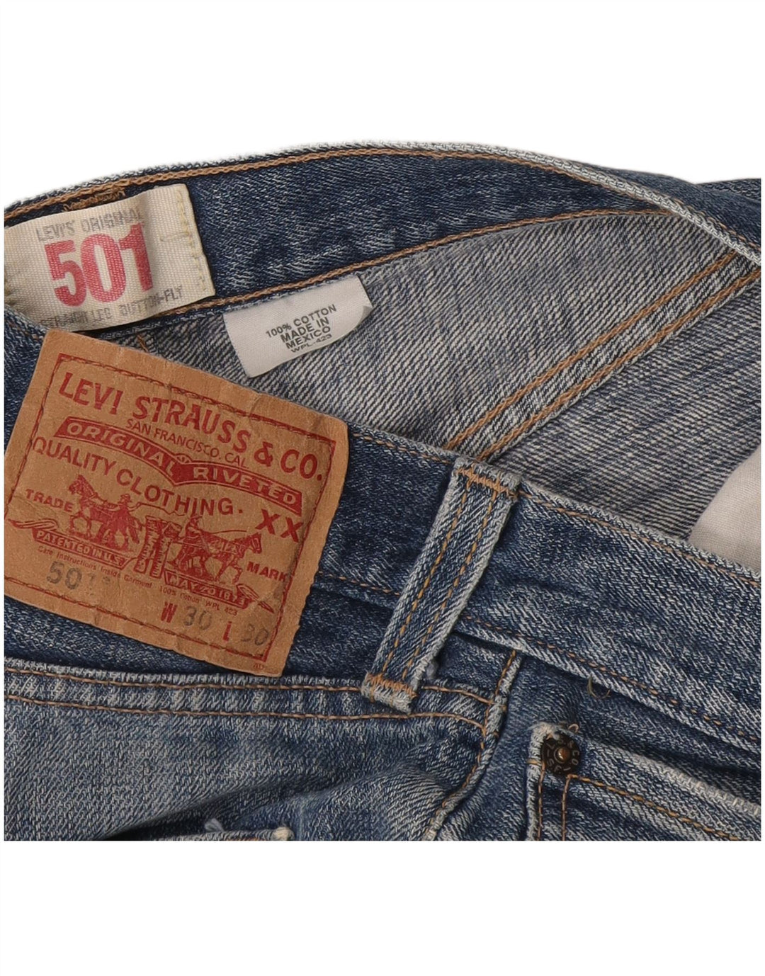 Levi's Womens 501 Distressed τζιν σορτς W30 μεσαίο μπλε βαμβακερό