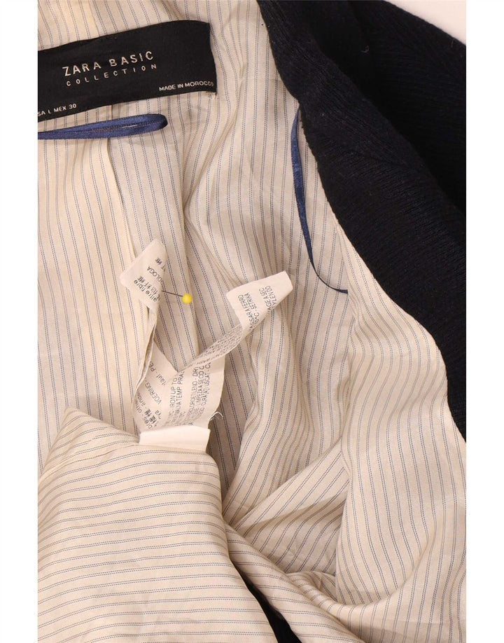 Zara Γυναικείο Open Blazer Jacket UK 16 Large Navy Blue Acrylic