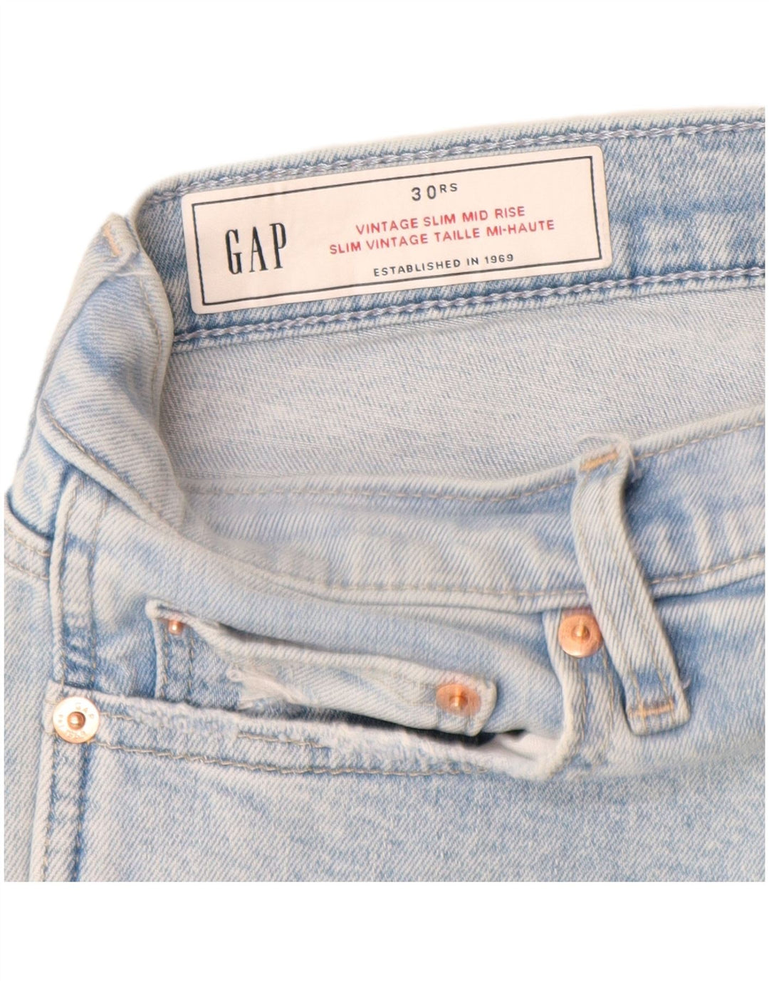 GAP Womens Distressed Ψηλό τζιν W30 L27 Μπλε βαμβακερό