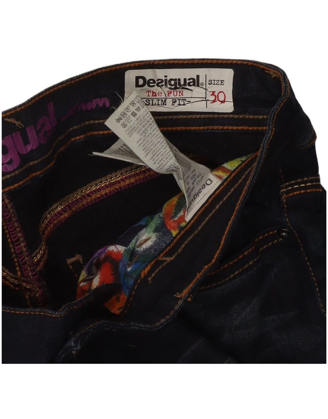 Desigual Γυναικείο Slim Jeans W30 L32 Navy Blue Cotton