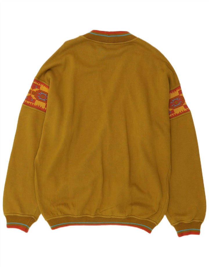 Stefanel Ανδρική ζακέτα πουλόβερ Large Khaki Fair Isle Cotton